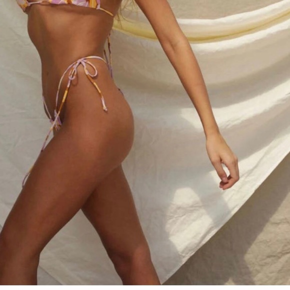 Stone Fox Swim Swimsuit Retro Bloom Print Rico Bikini Top & River Bottom Size XS - Picture 16 of 16